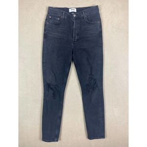 Agolde High Rise Skinny Jeans‎ Womens 27 Distressed Stretch Black Denim
